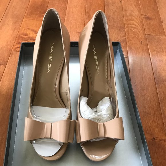 Via Spiga Mica Peep Toe Nude Heels - Size 7M - Brand New - Picture 1 of 5